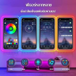 ไฟ LED Strip Neon RGB IC ไฟนีออนไฟเส้นเปลี่ยนสีโหมด พร้อมแอปและรีโมท โหมดซิงค์เพลงกันน้ำ สำหรับตกแต่งห้องนอน กลางแจ้ง