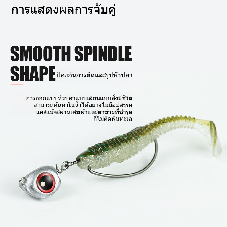 หัวจิ๊ก Swimbait พร้อมตากลม แบบเรืองแสง หัวจิ๊กสำหรับตกปลาน้ำเค็ม พร้อมน้ำหนัก หลายขนาด 3.5g, 5g, 7g, และ 10g ราคา ถูกที่สุด ดีลบีเคเค แกลเลอรีภาพที่ 5