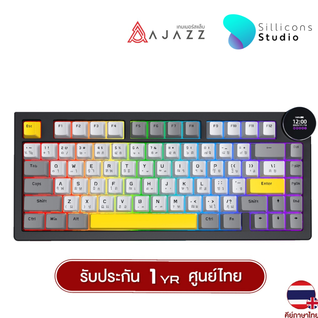 คีย์บอร์ดเกมมิ่ง รุ่นมีหน้าจอ Ajazz AK820 V2 LCD 82Keys  Gasket Tri-Mod Mechanical Keyboard รับประกัน 1 ปี