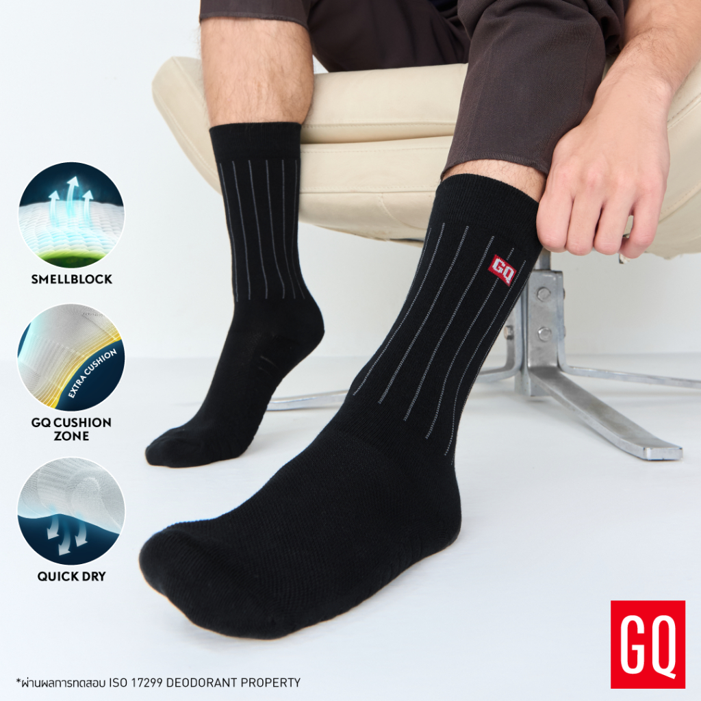 GQ SMELLBLOCK™ Socks รุ่น Fresh Cushion นุ่มเฟรช กลิ่นเซย์กู้ดบาย
