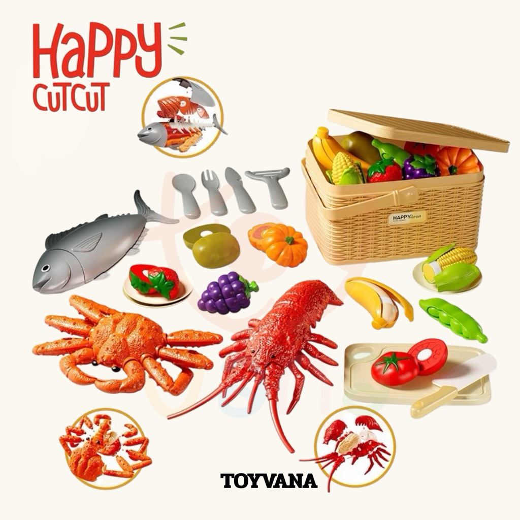 Seafood Pretend Play Set 🦞🐟 | ของเล่นซีฟู้ดถอดประกอบได้ + ตะกร้าพกพา