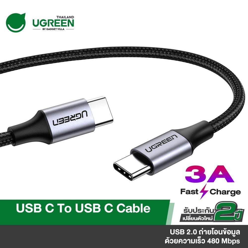 UGREEN US261 USB Type C to USB 2.0 60 W สำหรับ Macbook, Galaxy S10 S9 S8 Note8/9/10