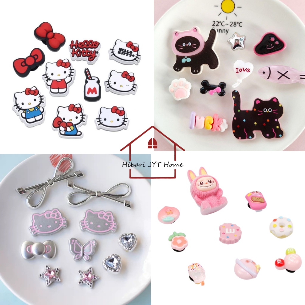 ลายใหม่ ตัวติดรองเท้า ชุดเซทอะไหล่ติดรองเท้า Diy การ์ตูน 1เซท ติดได้ 2 ข้าง
