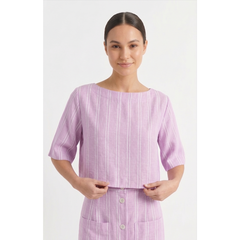 TANGO TANGERINE - TORI TOP เสื้อครอป คอกลมมีแขน