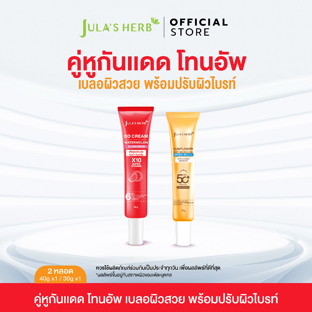 เซตคู่หู ดีดีครีมเเตงโม 1 หลอด 40g ,เจลกันเเดดทานตะวัน 1 หลอด 30g