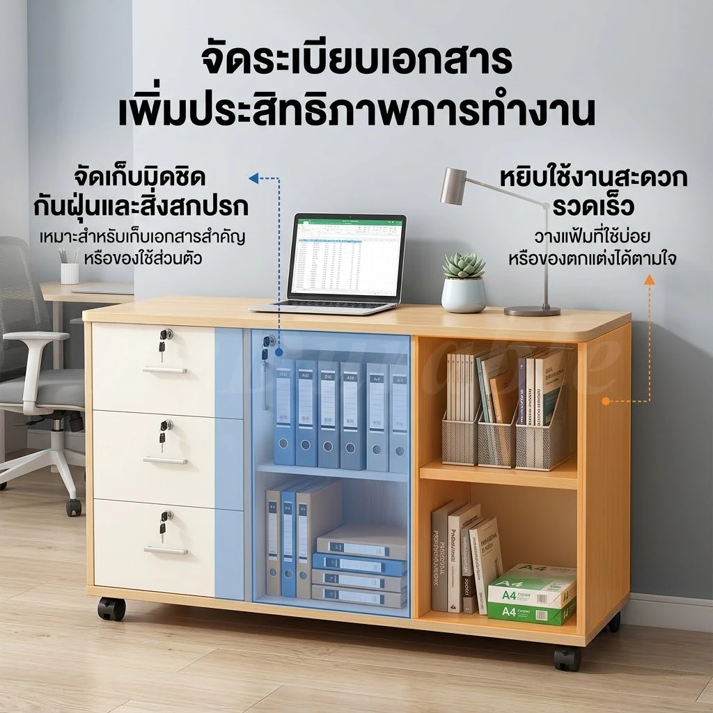 BD ตู้เก็บเอกสารล็อคได้ เคลื่อนที่ได้ สไตล์มินิมอล สำนักงาน thumbnail 3