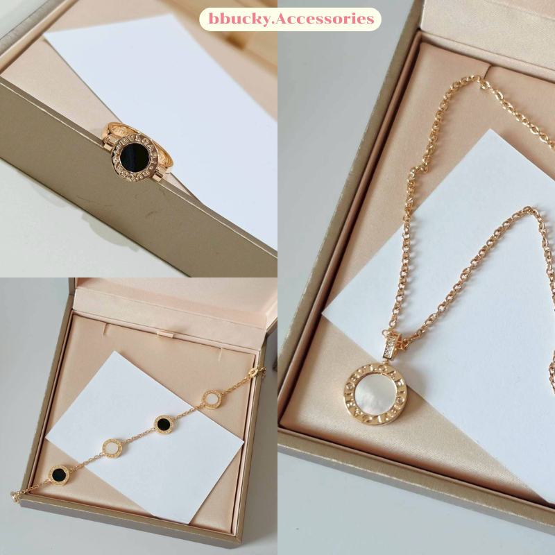 (B52 B53 B54)  แหวน(7) สร้อยข้อมือ สร้อยคอ B (2 ด้าน) สวยหรู ใส่ได้ทุกวัน ปั๊มชัด ลูกคุณสุดๆ ♡ ♡