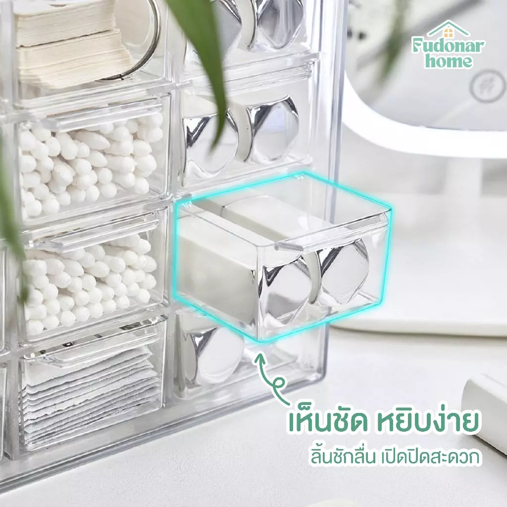 Fudonar กล่องเก็บของ แบบลิ้นชักเล็ก ๆ สีใส มองเห็นทั้งชิ้น มีด้ามจับ หลายขนาด thumbnail 3