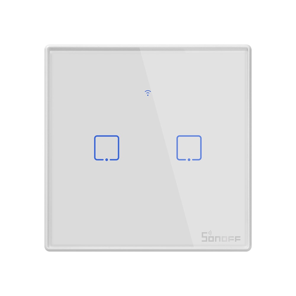 Sonoff T2UK 2 Gang (WiFi + RF 433 Mhz) White Touch Switch