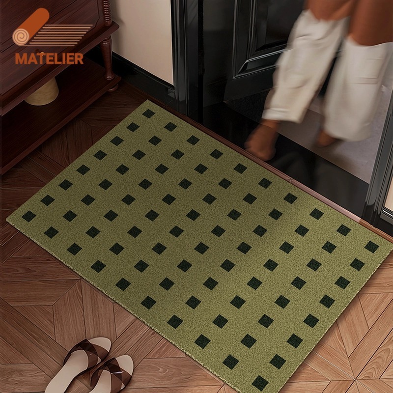 MATELIER พรมเช็ดเท้า พรมปูพื้น พรม  พรมวินเทจ พรมทางเข้า สไตล์น่ารัก พรมดักฝุ่น  50*70 ซม. วัสดุขดยาง กำจัดฝุ่นได้ง่าย