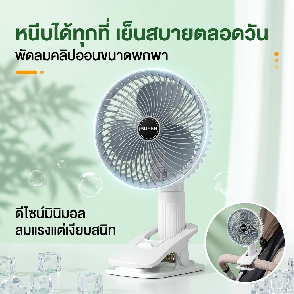 ZA-CO พัดลมคลิปพกพา ปรับ3ระดับ หมุน360° มีขาตั้งโทรศัพท์ในตัว ทนทานสุด