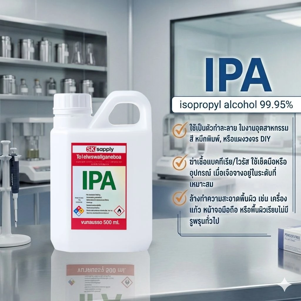 IPA 500ml.,1000ml.,120ml. ไอโซโพรพิลแอลกอฮอล์ นำ้ยาล้างทำความสะอาดอุปกรณ์ เครื่องแก้ว และพื้นผิว