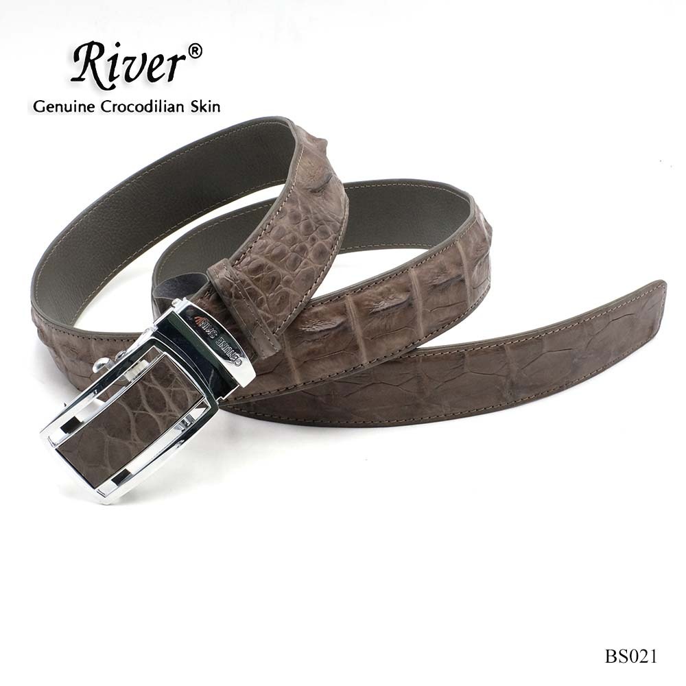 River เข็มขัดหนังจระเข้แท้ หนังกระดูกเดี่ยว 1.3 นิ้ว BS021NSMC