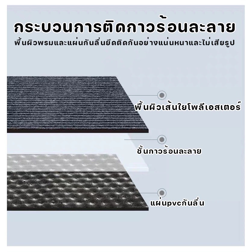 พรมปูพื้นไนลอน พรมเช็ดเท้าดักฝุ่น พรมดักฝุ่น PVC ดูดซับน้ำไว กันลื่น ทนทาน ทำความสะอาดง่าย ตัดขนาดได้ตามต้องการ พร้อมส่ง รูปที่ 8