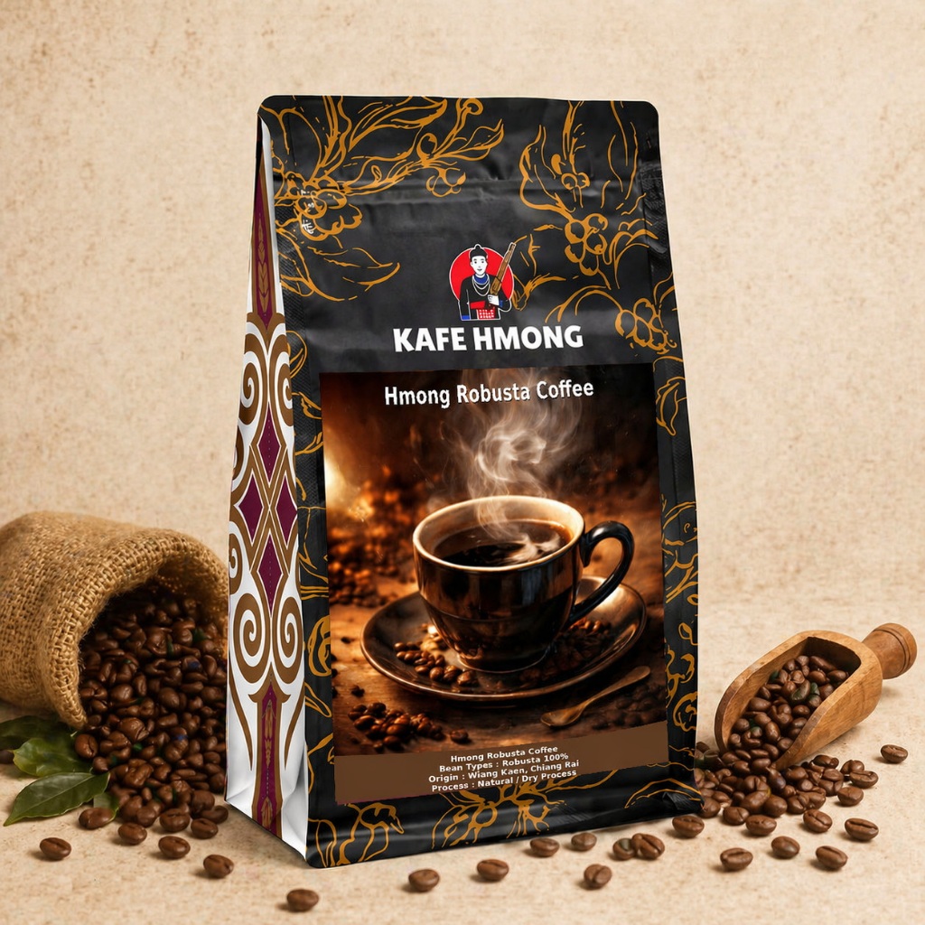 เมล็ดกาแฟโลบัสต้า  Hmong Robusta Coffee  กาแฟโรบัสต้า คัดเกรด คุณภาพดี อร่อย