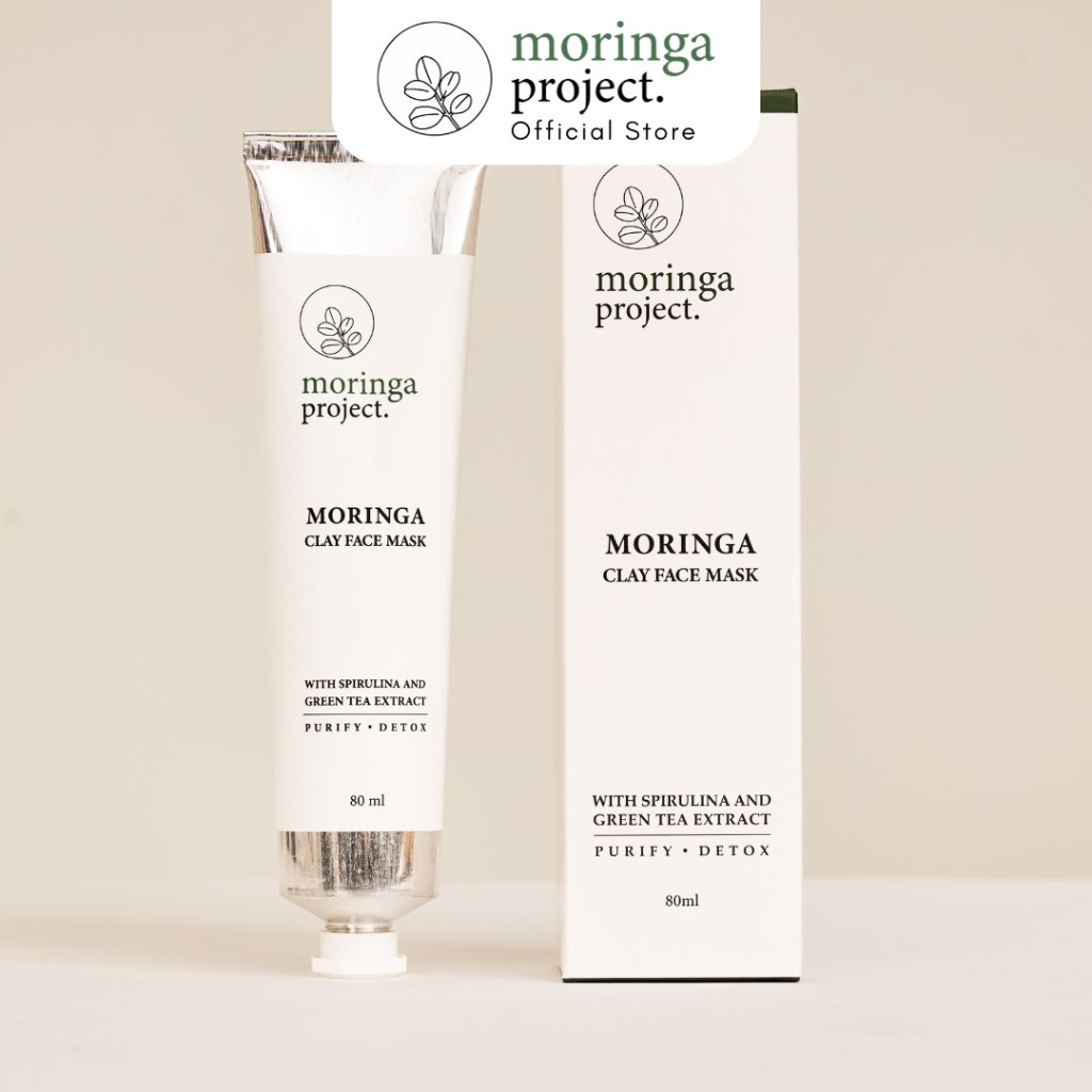 Moringa Project Moringa Clay Mask มาส์กโคลนมะรุม 80g ดีท็อกซ์ผิว เพื่อผิวสว่างใส ผสานสาหร่ายสไปรูลิน่าและสารสกัดชาเขียว