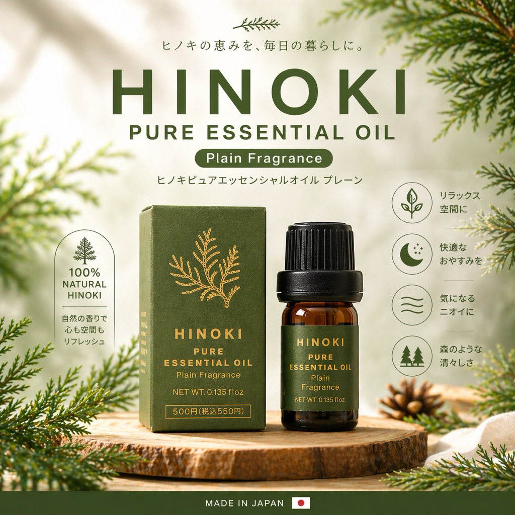HINOKI PURE ESSENTIAL OIL Plain Fragrance น้ำมันหอม ฮิโนกิ 100% น้ำมันหอมระเหย ของแท้ ไม่แต่งกลิ่น