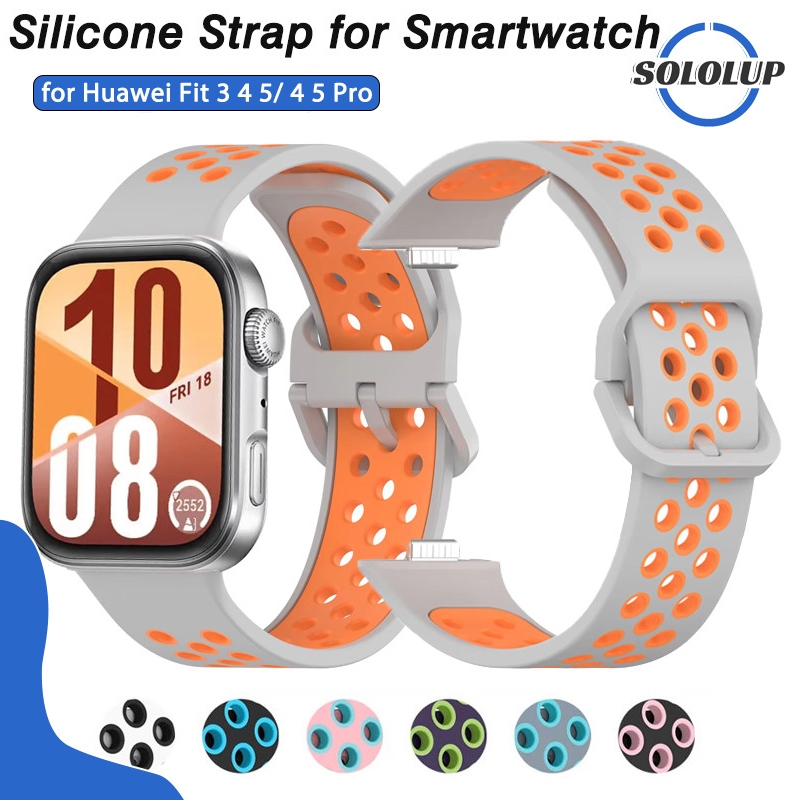 สายนาฬิกาซิลิโคนนุ่ม for Huawei Watch Fit 5 4 3 / 5 Pro สาย สร้อยข้อมือกีฬาแบบระบายอากาศได้ for Huawei Watch Fit 4/4 Pro