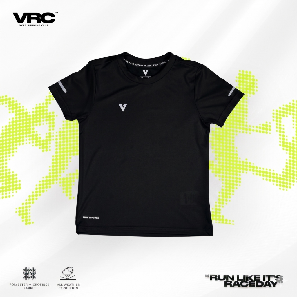 VOLT ELECTRON 003 RUNNING ACADEMY เสื้อวิ่ง เสื้อออกกำลังกาย  สีดำ ผ้าเบา แห้งไว