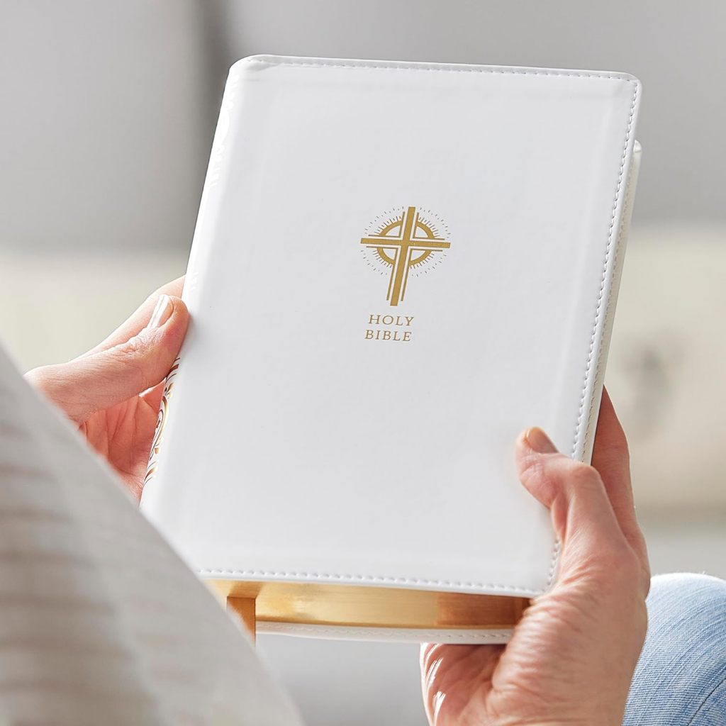 NRSVCE Sacraments of Initiation Catholic Bible, White Leathersoft, Comfort Print Leather Bound