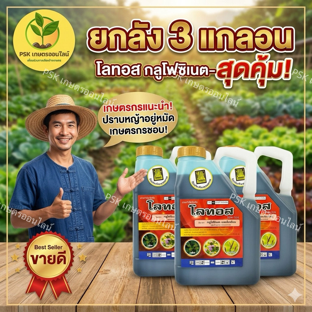**ยกลัง3แกลอน**โลทอส (ตราไผ่หยก)ขนาด4ลิตรปราบวัชพืชทั้งใบแคบและใบกว้าง สูตรเข้มข้น สามารถใช้ฉีดไล่ร่องในแปลงอ้อย