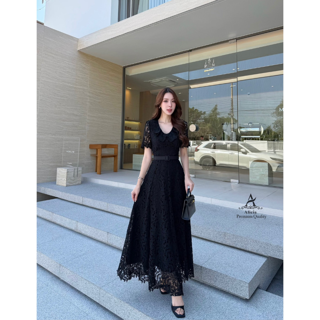 ABG265 ABIGAIL BRAND ชุดเดรสยาวผ้าลูกไม้ [2PM]