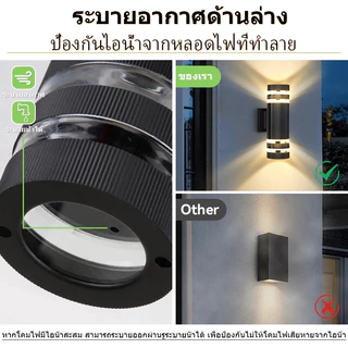 CANMEIJIA โคมไฟติดผนัง ไฟประดับกลางแจ้ง IP67 3สี ไฟกิ่ง สามารถเปลี่ยนหลอดไฟ E27 ได้ เรืองแสงสองหัว