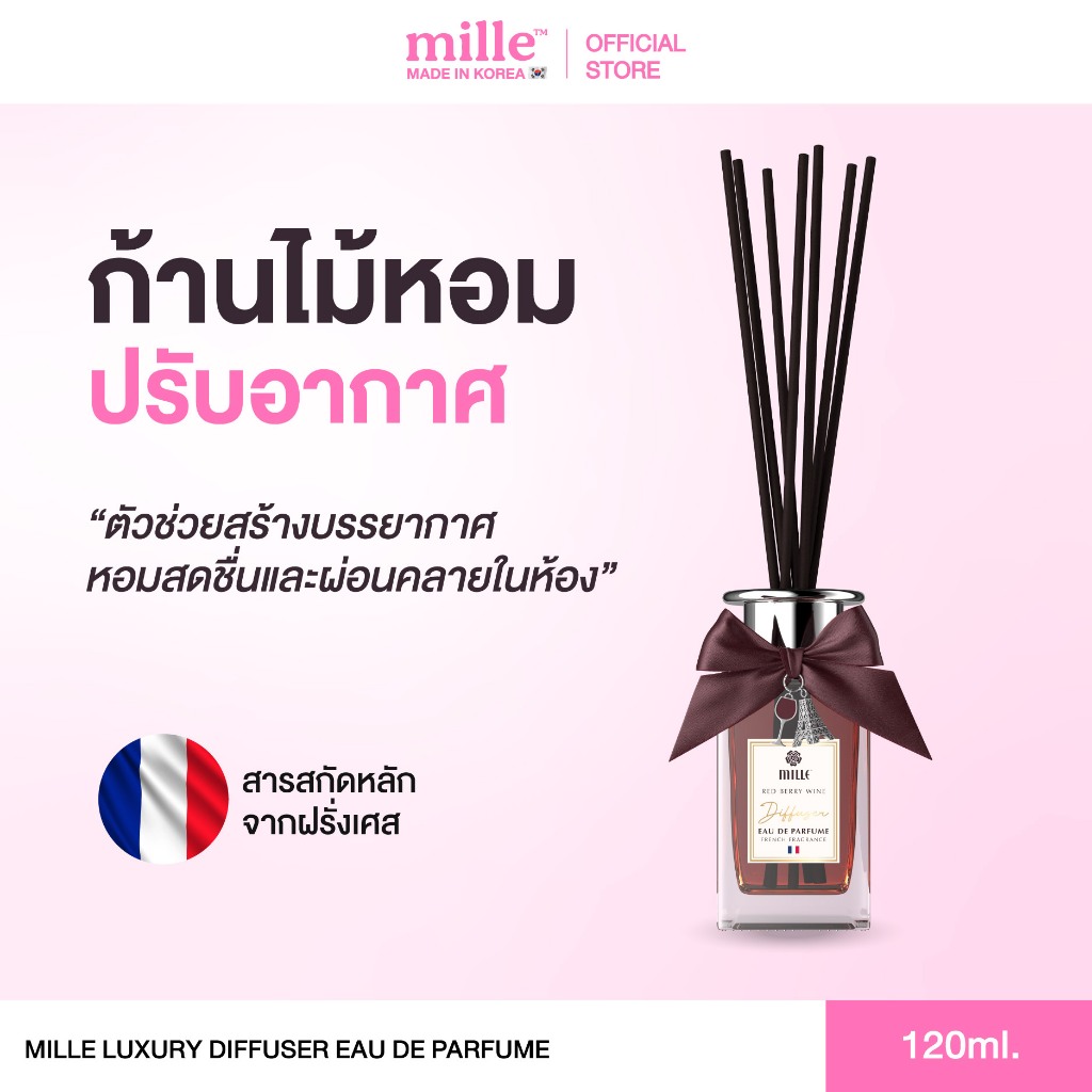 (ช็อปใน Live ลดเพิ่ม 300 ) Mille ก้านไม้หอม Luxury Diffuser Eau de Parfume 120 ml.