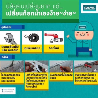 เทปพันเกลียวซันวา SANWA เทปพันท่อประปา เทปกาว เทปดำ เทปพันเกลียวท่อน้ำ ก๊อกน้ำ ท่อน้ำ