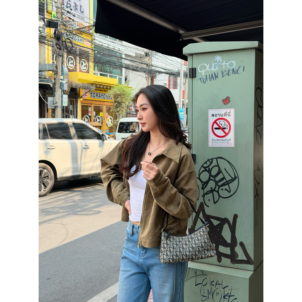 MALIMAYS - Paper Suede Jacket แจ็คเก็ตหนังกลับ รูปที่ 6