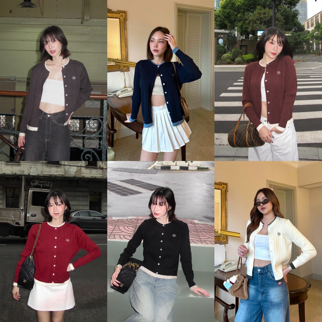 MALIMAYS - Double Cardigan คาร์ดิแกนไหมพรมขอบทูโทน