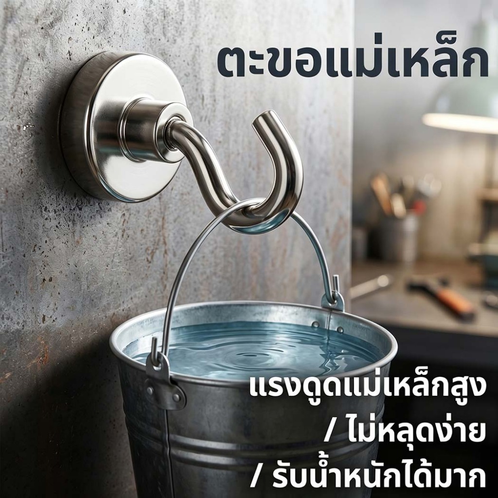ตะขอแม่เหล็ก แม่เหล็กตะขอแรงสูง รับน้ำหนัก 20KG นีโอไดเมียม แขวนของ แขวนกุญแจ ห้องครัว ตู้เย็น บ้าน รถ กันสนิม
