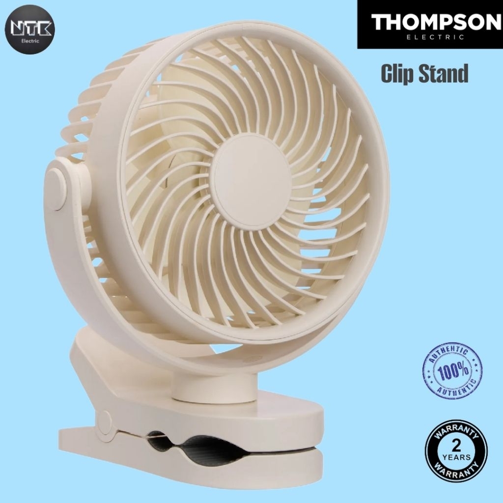THOMPSONพัดลมตั้งโต๊ะ Clip Stand สีขาว
