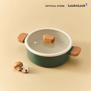 LocknLock หม้อและกระทะอเนกประสงค์เคลือบเซรามิก สีเขียว รุ่น Suit Sage IH (ขนาด 18/22/24 cm.)