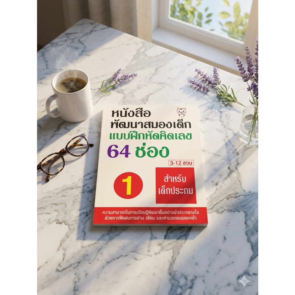 แบบฝึกหัดคำนวณแบบตอกย่ำ 64 ช่อง เล่ม 1 เสริมพัฒนาแก่เด็กในวัย 3-12 ปี