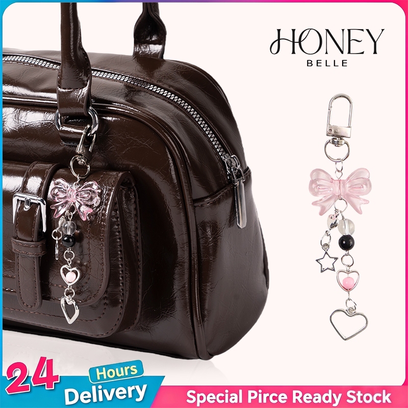HONEY BELLE✨Y2k พวงกุญแจโบว์  อุปกรณ์เสริมกระเป๋าแขวน สไตล์ INSน่ารัก หูฟังจี้น่ารักโทรศัพท์ Chain เคสโทรศัพท์จี้
