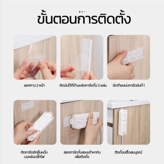 Power Socket Hold แผ่นติดรางปลั๊กไฟ ยึดปลั๊กแบบไม่ต้องเจาะกำแพง
