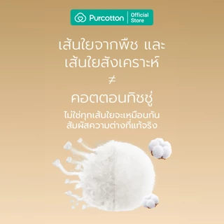 Purcotton 100% Cotton Baby Tissue ทิชชูผ้าฝ้ายเด็ก 50กรัม บรรจุ 80แผ่น ( 20x15 ซม. ) Pack 3