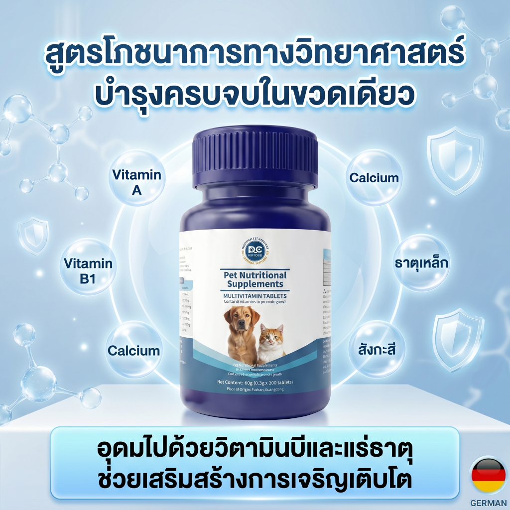 [แบรนด์แท้] PetClear วิตามินรวมบำรุงหมาแมว 200 เม็ด เสริมการเจริญเติบโต