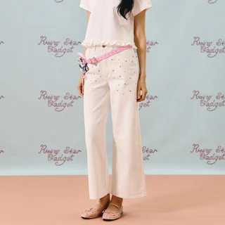 [พร้อมส่ง] CHUUCHOP - (XS-6XL) Candy Jeans กางเกงยีนส์ขากระบอกกลาง ดีเทลติดเพชร เก็บสัดส่วนดี (C8570)