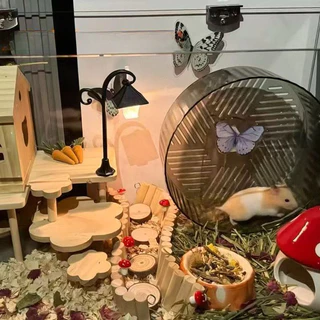 [hamster travel]ไฟประดับสวนรูปกรงแฮมสเตอร์ ไฟถนนแบบ LED ของตกแต่งรังแฮมสเตอร์และเม่น