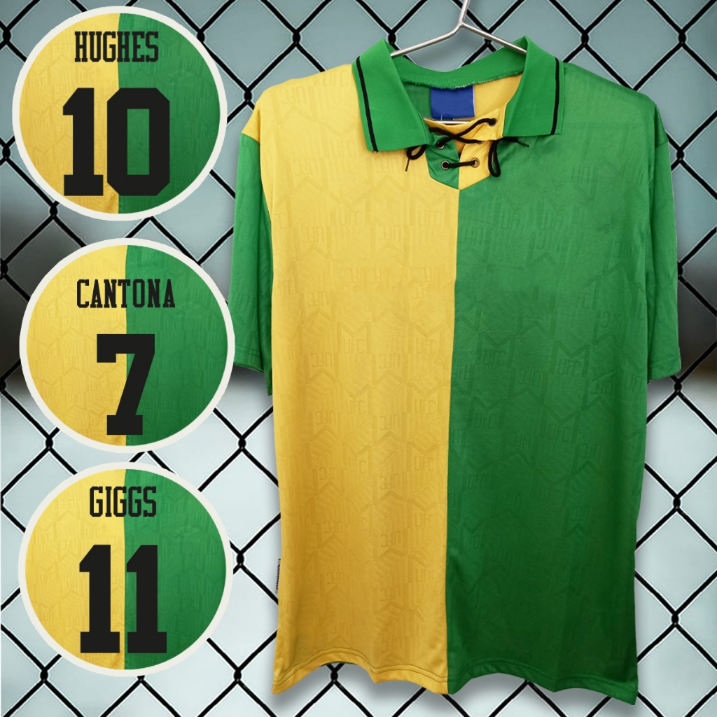 เสื้อบอลวินเทจ llมu U ปีศาจแดง เยือน สีเขียวเหลือง ปี1992-94 #RT0053 รับทำชื่อเบอร์ ไซส์ S-2XL