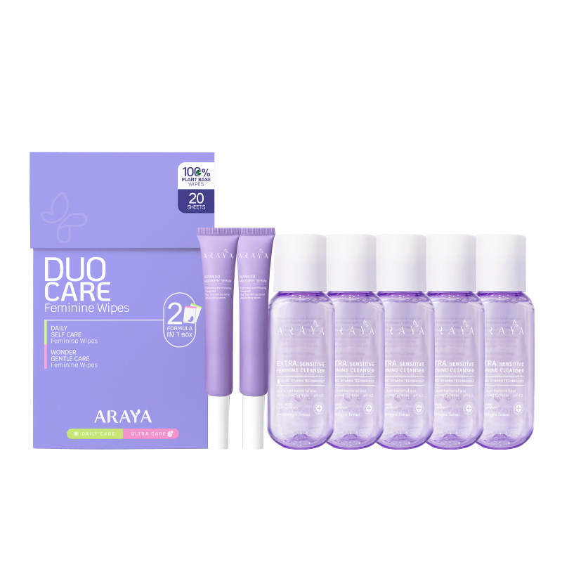 [สินค้าสมนาคุณ ห้ามจำหน่าย] ARAYA ของขวัญ 8 ชิ้น (คลีนเซอร์ 20mlx5 เซรั่ม 5mlx2 และผ้าเปียก 1 กล่อง)