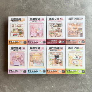พร้อมส่งในไทย 🇹🇭 ตัวต่อ DIY ฉากจำลองร้านค้าแบบสามมิติ - Bed room / Bubble tea shop o/ Kitchen / Hamberger shop
