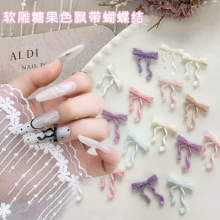 อะไหล่โบว์หางยาว ตกแต่งหน้าเล็บ สีพาสเทลคละ 30ชิ้น/ห่อ สินค้าพร้อมส่ง