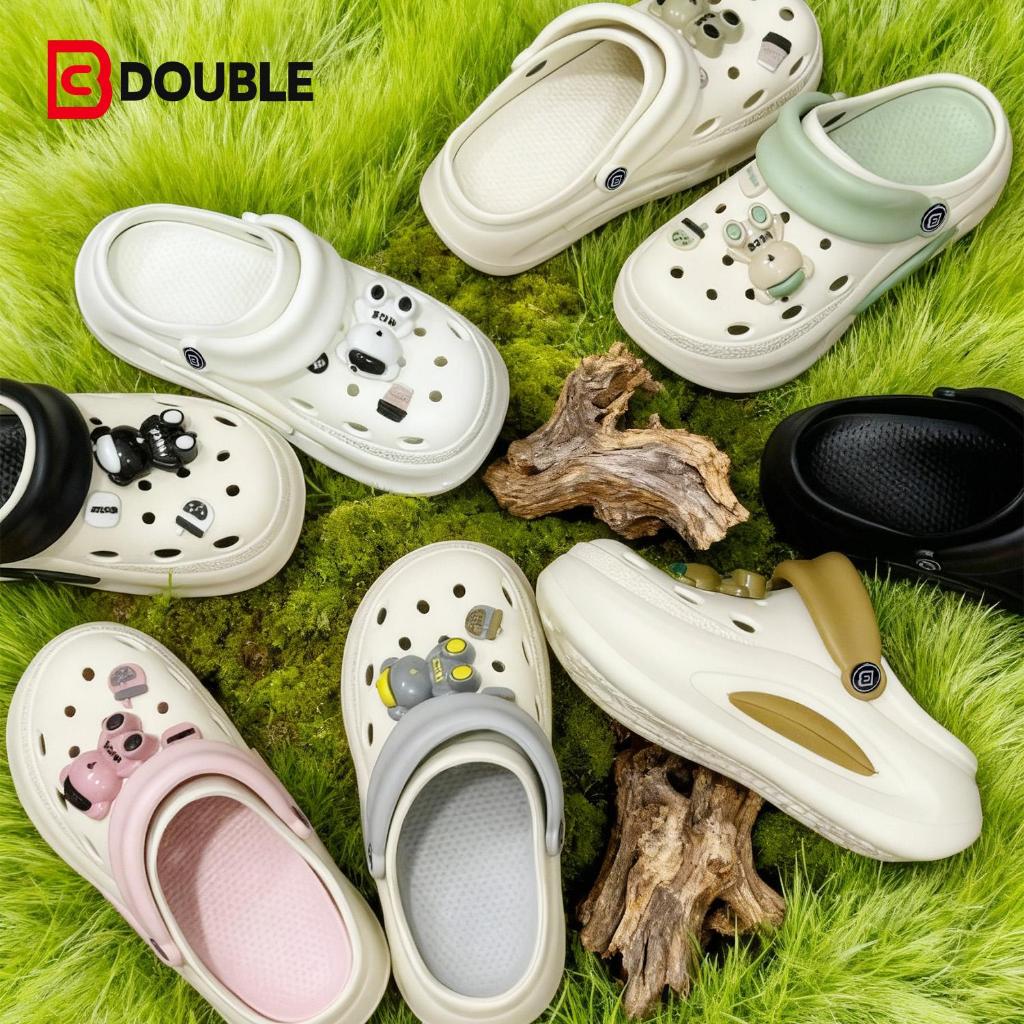 BB DOUBLE   รองเท้าเสริมส้น สูง 7 ซม. น้ำหนักเบา รองเท้าหัวโต แฟชั่น แถมตัวติดรองเท้าฟรี BDE738-1