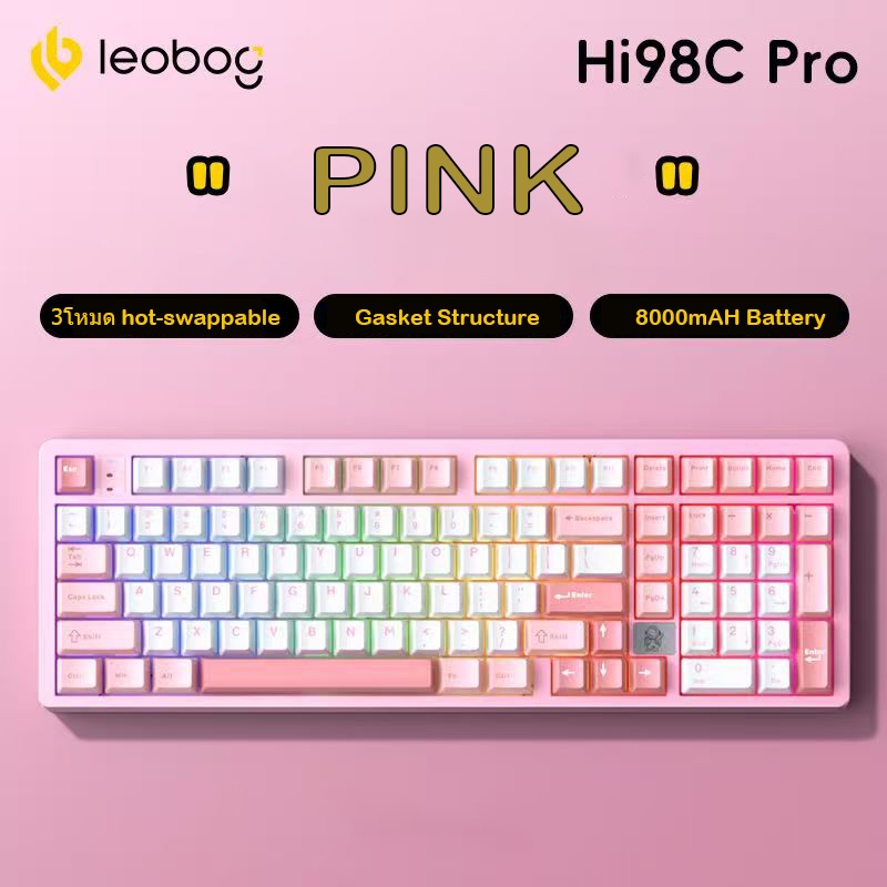 LEOBOG Hi98pro keyboard thai คีย์บอร์ดกลไกภาษาไทย คีย์บอร์ดคัสตอม 98 คีย์ 3 โหมด รองรับ macOS และ Wi