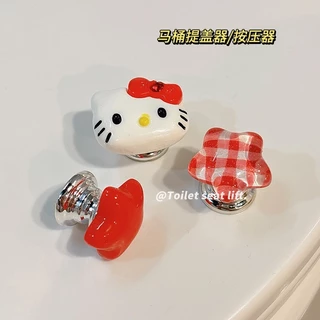 ปุ่มกดชักโครก KT น่ารัก Hello Kitty ศิลปะเล็บพิเศษ ปุ่มชักน้ำในห้องน้ำ ปุ่มเสริม