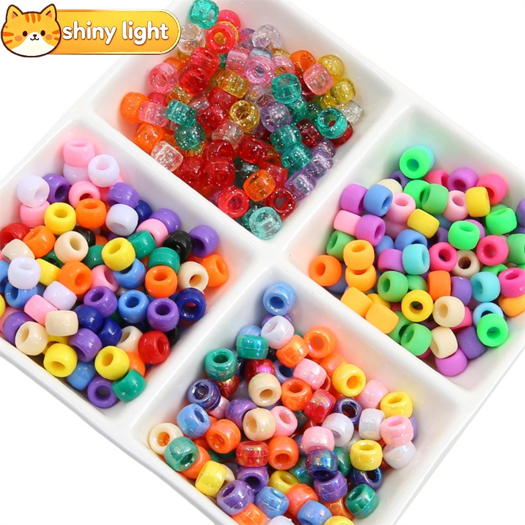 ลูกปัดทรงกระบอกอะครีลิคหลากสี ตัวเว้นระยะ 100 ชิ้นต่อแพ็ค อุปกรณ์ DIY ทำสร้อยข้อมือ สร้อยคอ เครื่องประดับ