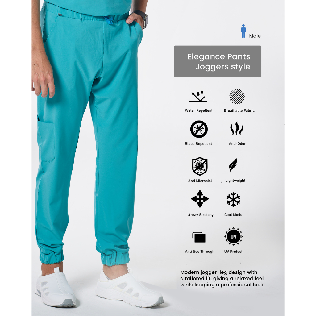 Arfi Scrub ELEGANCE Male Pants กางเกงสครับรุ่นขาจั๊มผู้ชาย ผ้าสะท้อนน้ำป้องกันแบคทีเรีย99.99%ยับยาก 